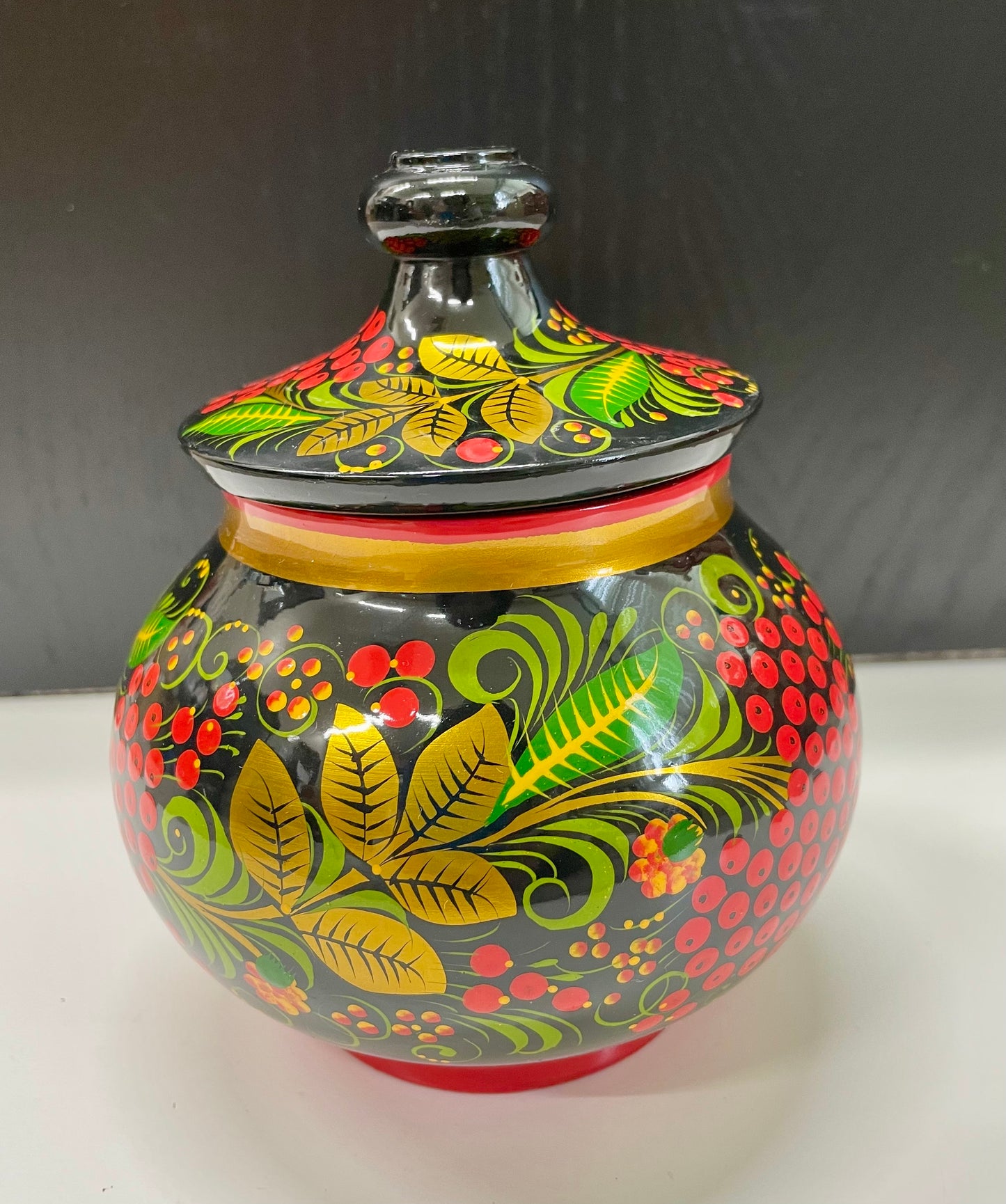 ホフロマ塗り 蓋つき小物入れ(14×12㎝)