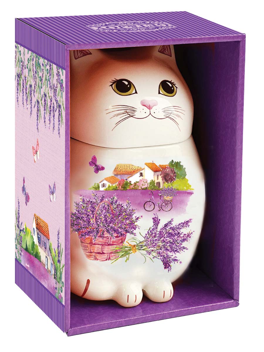 「キャット」セイロン紅茶（セラミック・ラベンダーの花束柄)