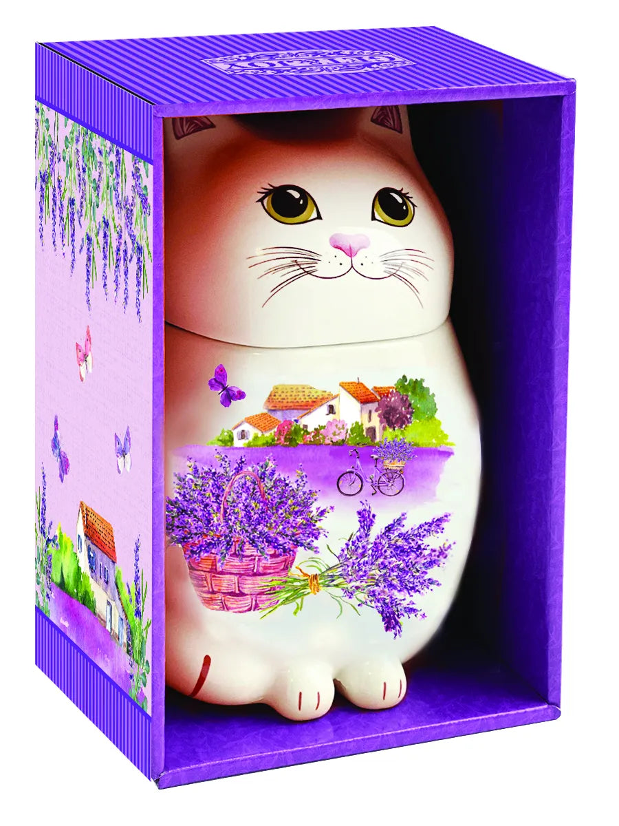 「キャット」セイロン紅茶（セラミック・ラベンダーの花束柄)
