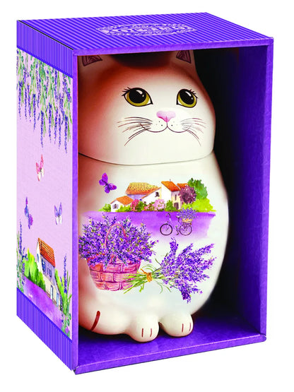 「キャット」セイロン紅茶（セラミック・ラベンダーの花束柄)