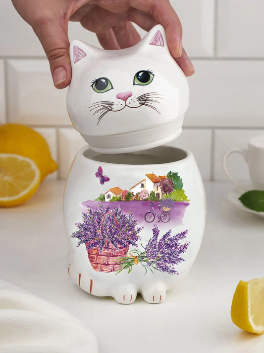 「キャット」セイロン紅茶（セラミック・ラベンダーの花束柄)
