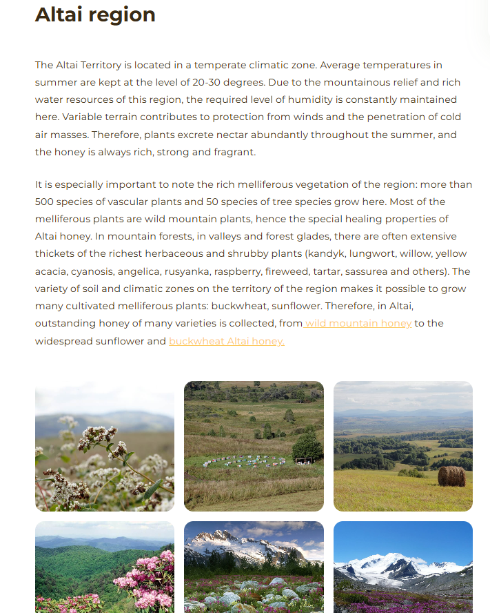 アルタイ地方　天然蜂蜜 アンジェリカの花　非加熱（百花蜂蜜 ・アンジェリカ系）（2月末入荷予定）