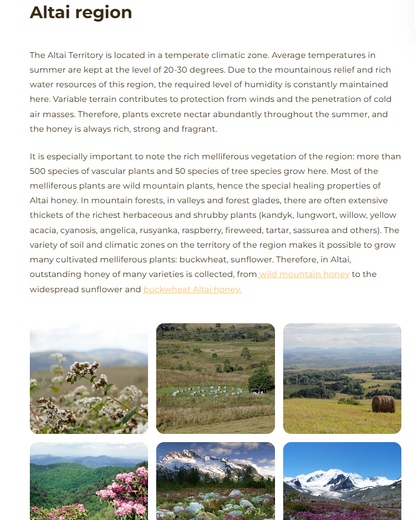 アルタイ地方　天然蜂蜜 アンジェリカの花　非加熱（百花蜂蜜 ・アンジェリカ系）（2月末入荷予定）